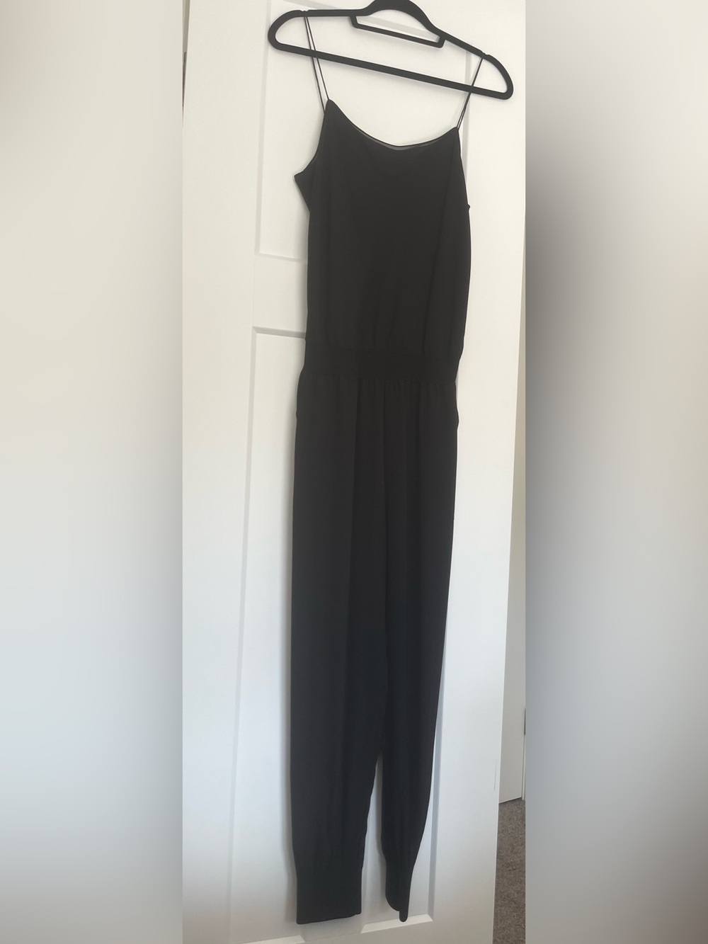 Theory Black Silk Sleeveless Spaghetti-Strap Jumpsuit